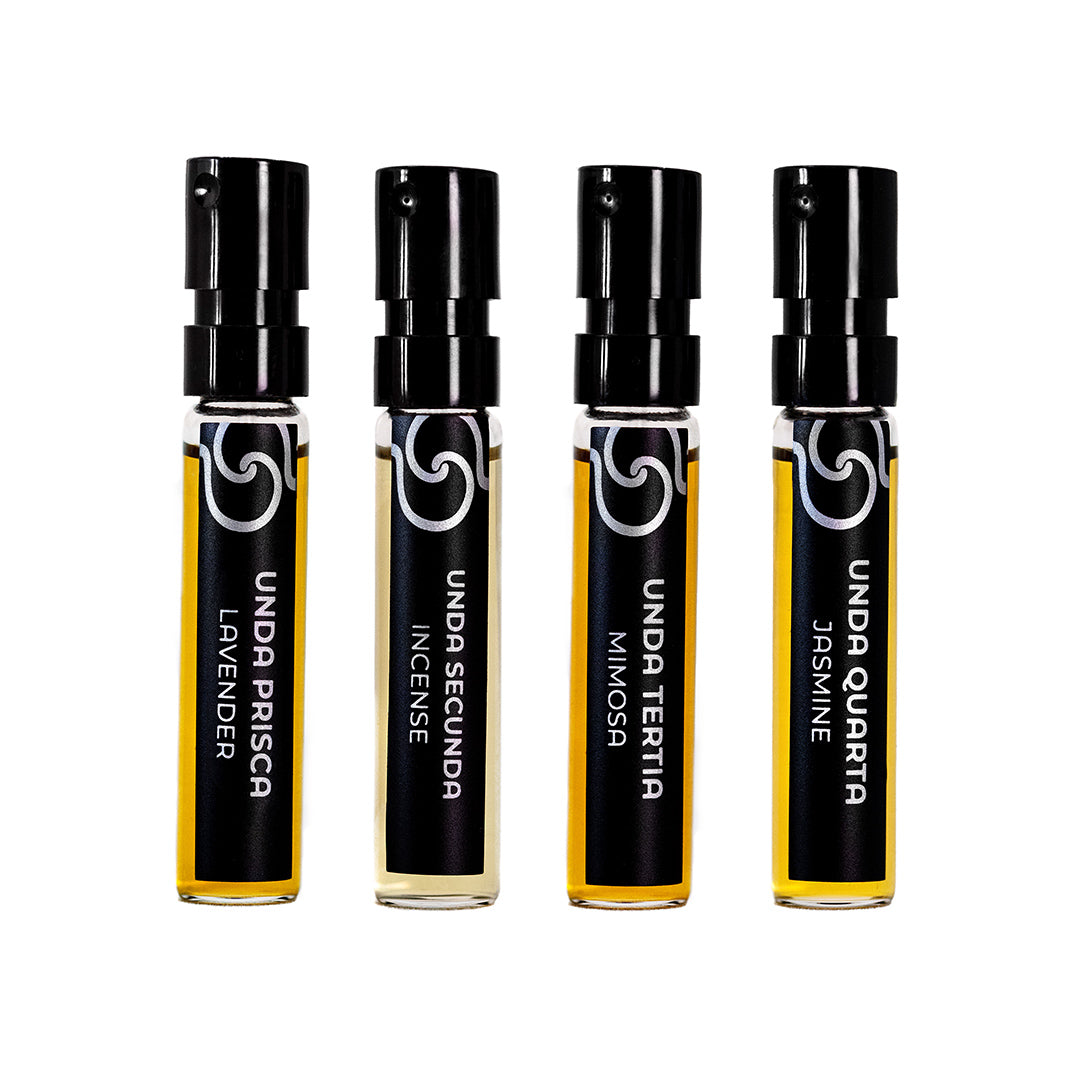 100% natūralių, nišinės botaninės parfumerijos kvepalų rinkinys. Sukurta Unda Prisca parfumerės, kvapų tyrinėtojos ir menininkės Laimės Kiškūnės.